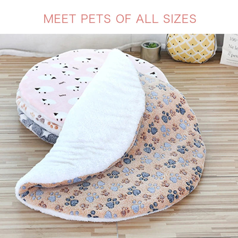 Soft Pet Dog Mat Bed Sofa Cushion Cotton Washable Round Pet Blanket Double-sided Warm Sleeping Beds For Small Medium Dogs Cats