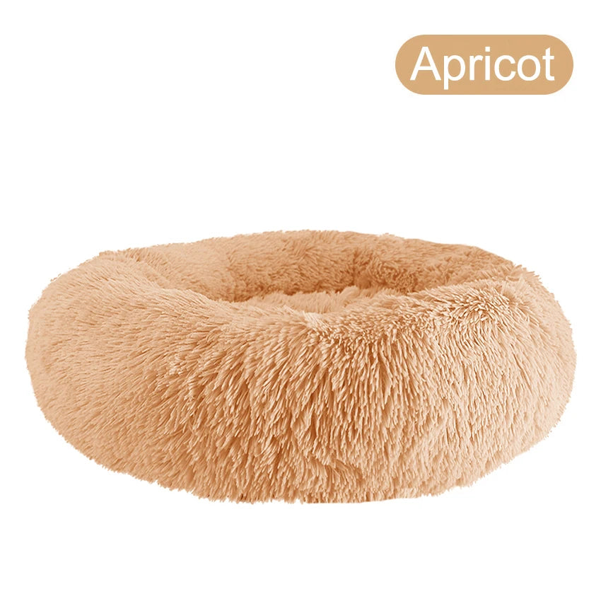 Donut Dog Bed Warm Soft Long Plush Pet bed For Samll Large Dog House Cat Calming Beds Washable Winter Kennel Sofa Cushion Mat