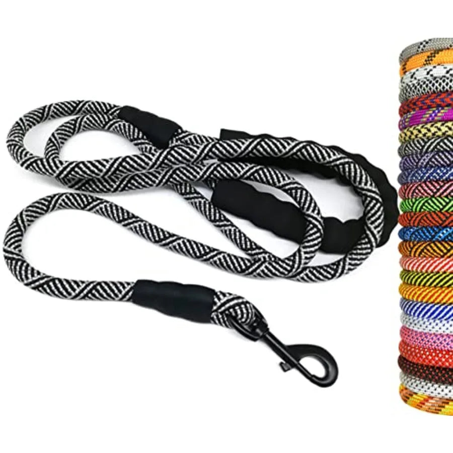 Heavy Duty Rope Dog Leash 3 4 5 6 7 8 10 12 15 FT Nylon Pet Leash Soft Padded Handle Thick Lead Leashes for Large Medium Dogs B