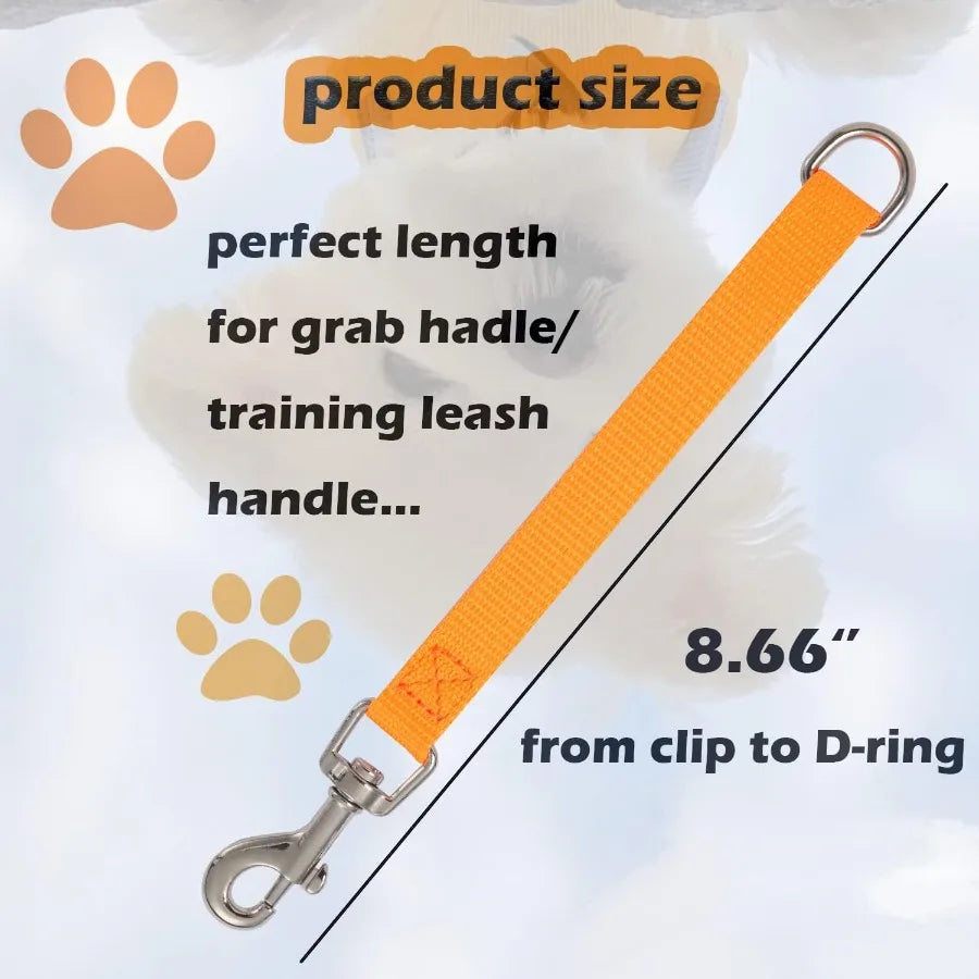Short Dog Leash 2PCS Traffic Leashes 8" Pet Lead Training Pets Leads Dogs Grab Tab Orange and Sky Blue Dog Lead for Indoor Outd