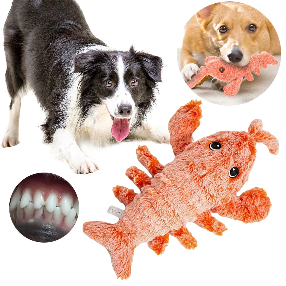Funny Interactive Dog Plush Toy Floppy Lobster Interactive Dog Toy Floppy Lobster Pet Squeak Toys for Medium Dogs Teething