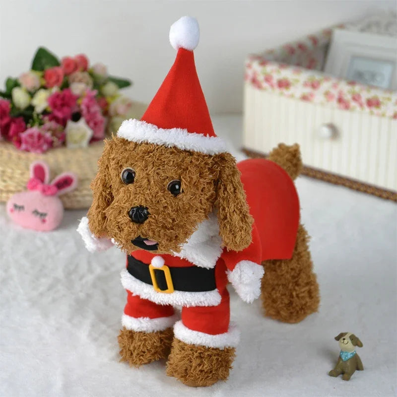 Cute Dog Santa Claus Outfit Christmas Costume for Small Dogs Cats Yorkie Cosplay Clothes Dress Up Jumpsuit Party Gifts Supplies