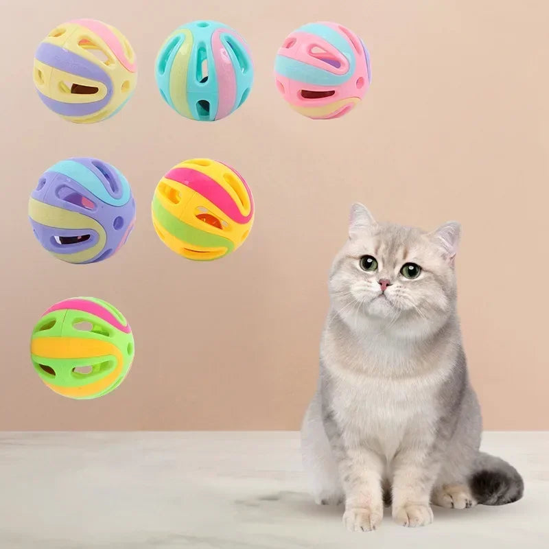 Cat Toys Colorful Splicing Bell Ball Large Cat Toys Cat Self Hi Bell Pet Toys Pet Supplies Random Colors