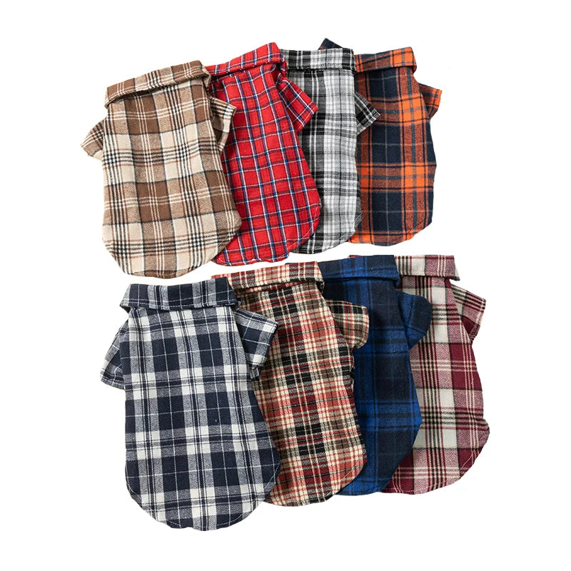 Plaid Pet Polo Shirt - Soft All-Season Holiday Outfit for Small Dogs & Cats