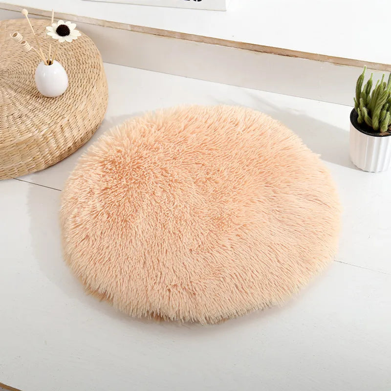 Soft Plush Round Cat Bed Mat for Small Dogs Cats Cozy Fleece Pet Sleeping Mat Kitten Puppy Nest Warm Pet Cushion Cat Accessories