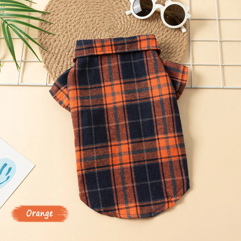 Plaid Pet Polo Shirt - Soft All-Season Holiday Outfit for Small Dogs & Cats