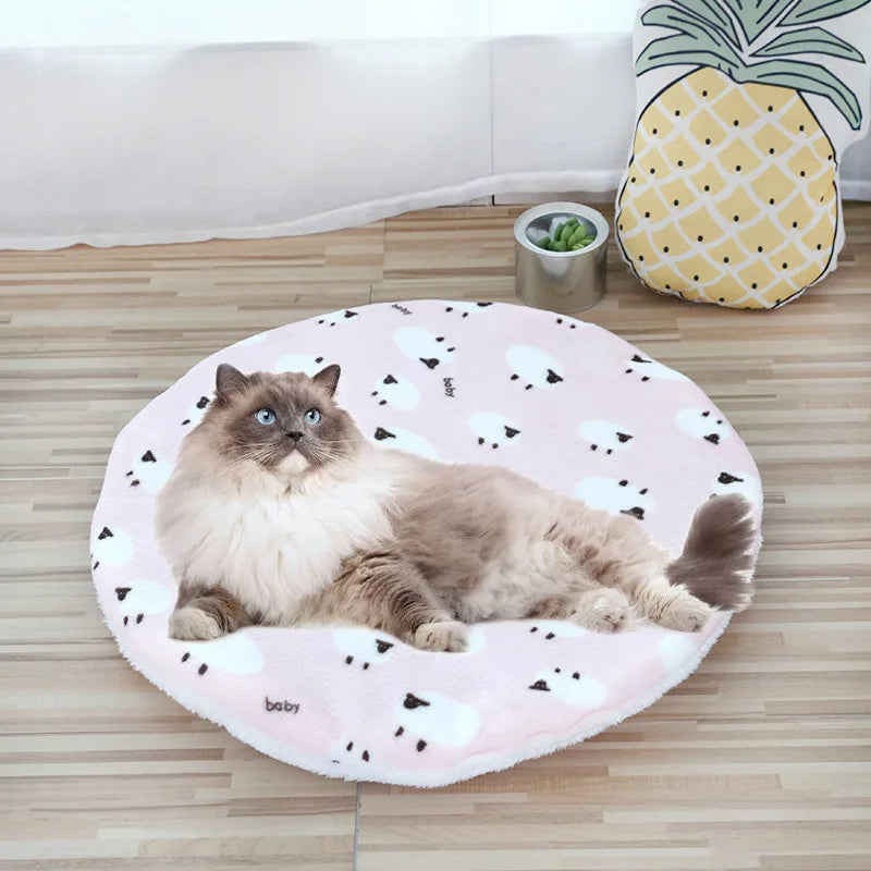 Soft Pet Dog Mat Bed Sofa Cushion Cotton Washable Round Pet Blanket Double-sided Warm Sleeping Beds For Small Medium Dogs Cats