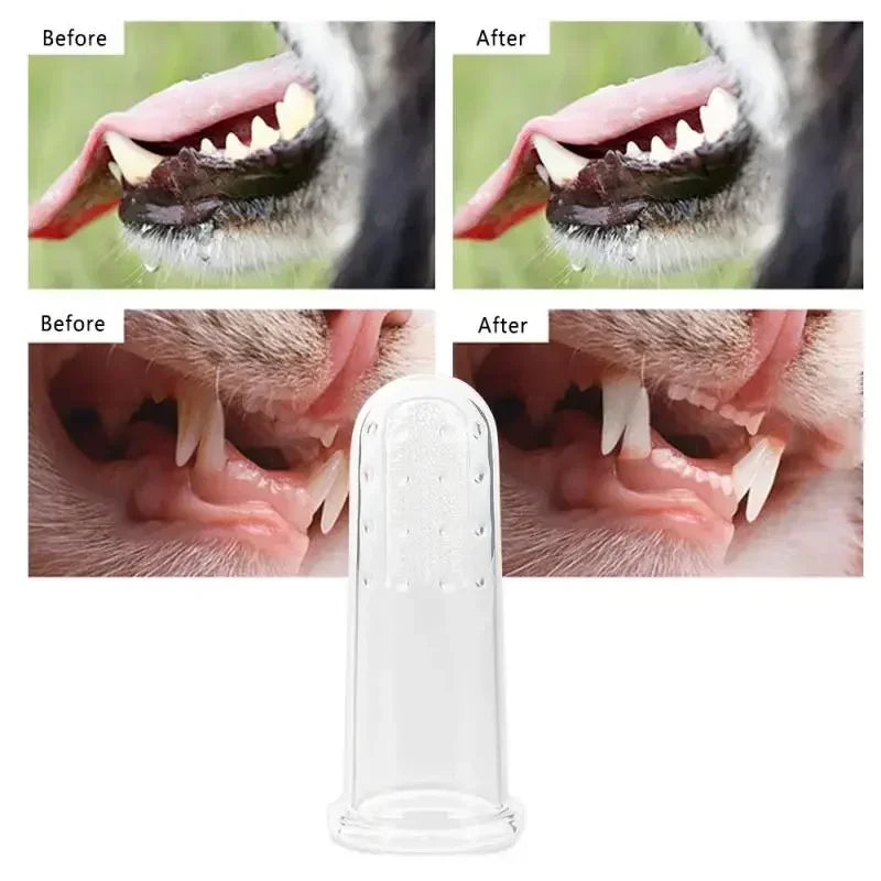 Pet Toothbrush Super Soft Pet Finger Toothbrush Dog Brush Bad Breath Tartar Teeth Care Tool Pet Cleaning Silicagel Supplies