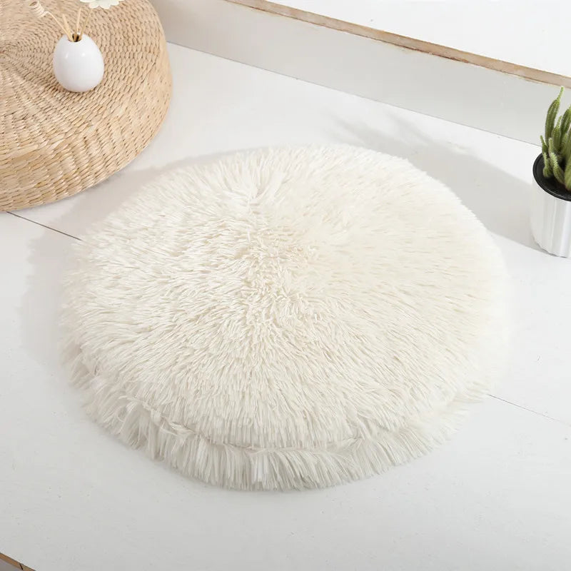 Soft Plush Round Cat Bed Mat for Small Dogs Cats Cozy Fleece Pet Sleeping Mat Kitten Puppy Nest Warm Pet Cushion Cat Accessories