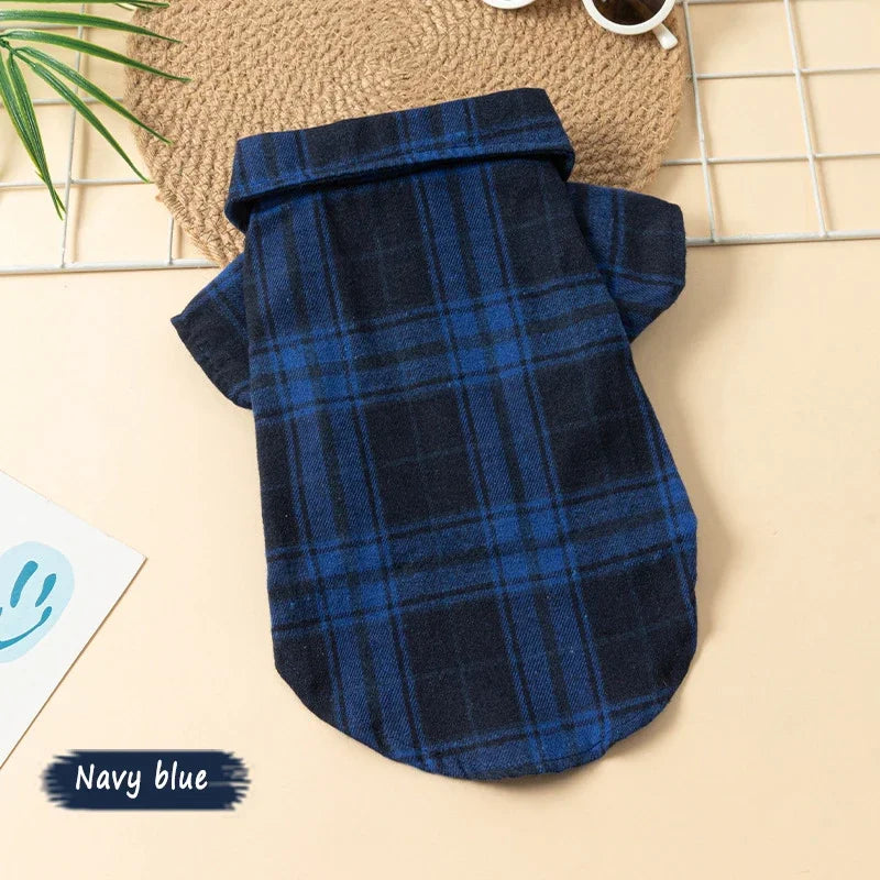 Plaid Pet Polo Shirt - Soft All-Season Holiday Outfit for Small Dogs & Cats