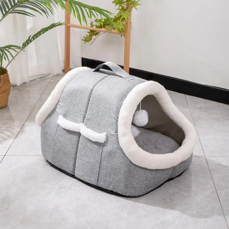 Cat Beds For Indoor Cats Detachable Covered Cat Bed Winter Cat House Warm Cave Nest Indoor Cat House With Side Pocket For Pet