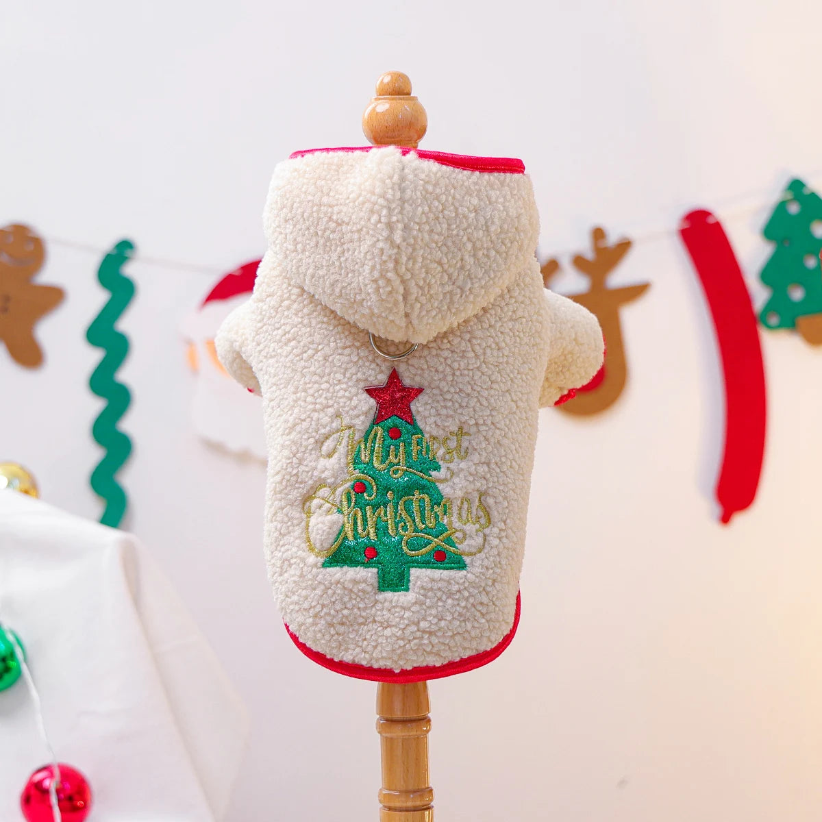 Autumn and Winter First Christmas Sweater Pet Cat Dog Clothes Autumn and Winter Thickened Thermal Hoodie