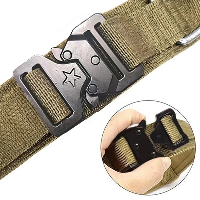 Pet Products Outdoor Tactical Dog Buckle Breathability Nylon Collar Traction Rope Adjustable Military Pets Collars