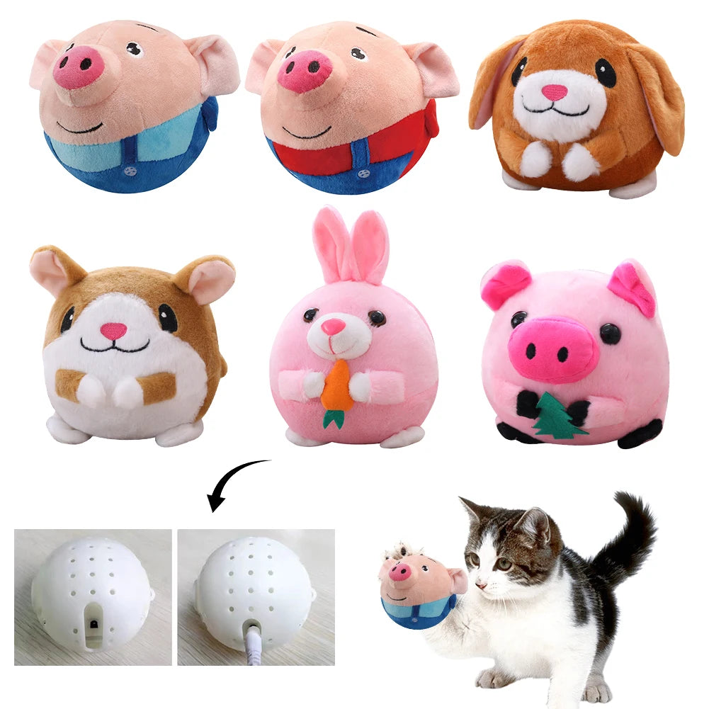 Active Moving Pet Plush Toy Bite Resistant Plush Automatic Bouncing Toys Self-Moving Chewable for Dog Indoor Playing