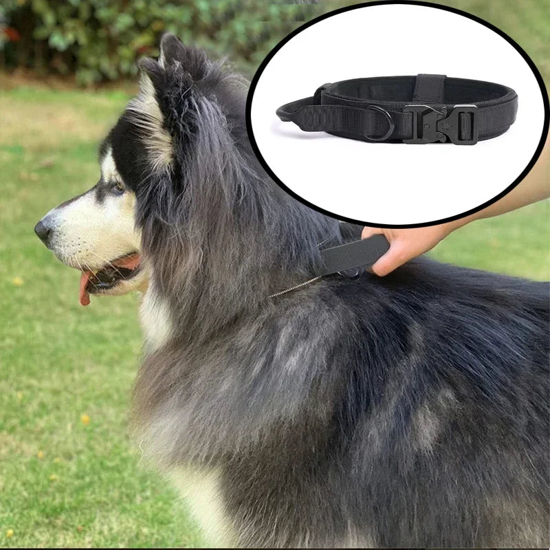Pet Products Outdoor Tactical Dog Buckle Breathability Nylon Collar Traction Rope Adjustable Military Pets Collars