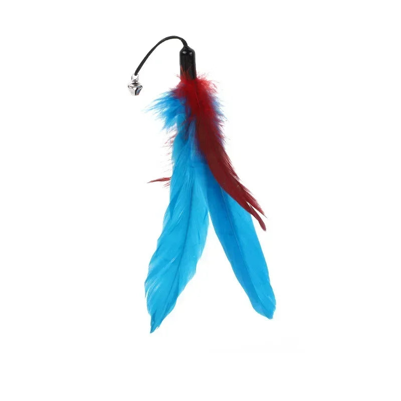 Pet Cat Toy with Bell Color Feather Toy Fishing Rod Replacement Head Feather Funny Cat Toy Cat Interactive Toys