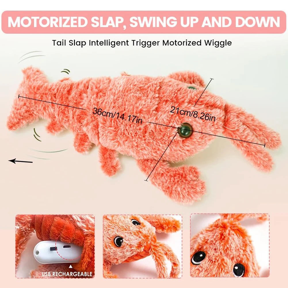 Funny Interactive Dog Plush Toy Floppy Lobster Interactive Dog Toy Floppy Lobster Pet Squeak Toys for Medium Dogs Teething