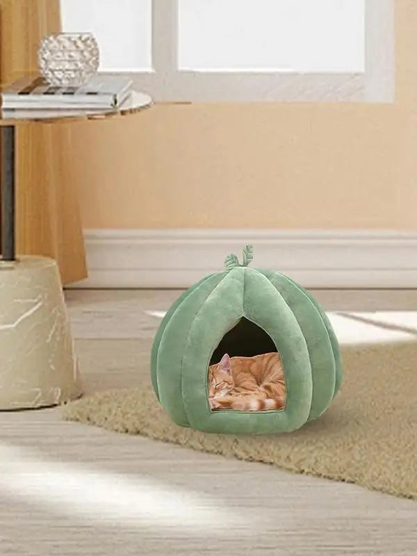Pumpkin Cat Bed Pet House Enclosed Cat Nest Deep Sleep Comfort In Winter Cat Bed Pets Tent For Kittens Small Dogs Pet Supply