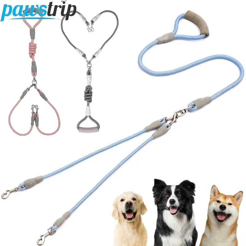 150cm/59.06in Strong Dog Leash Pet Dual Dog Leash Soft Handle Puppy Leash for Small Medium Large Dogs Dog Accessories