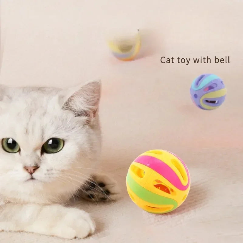 Cat Toys Colorful Splicing Bell Ball Large Cat Toys Cat Self Hi Bell Pet Toys Pet Supplies Random Colors