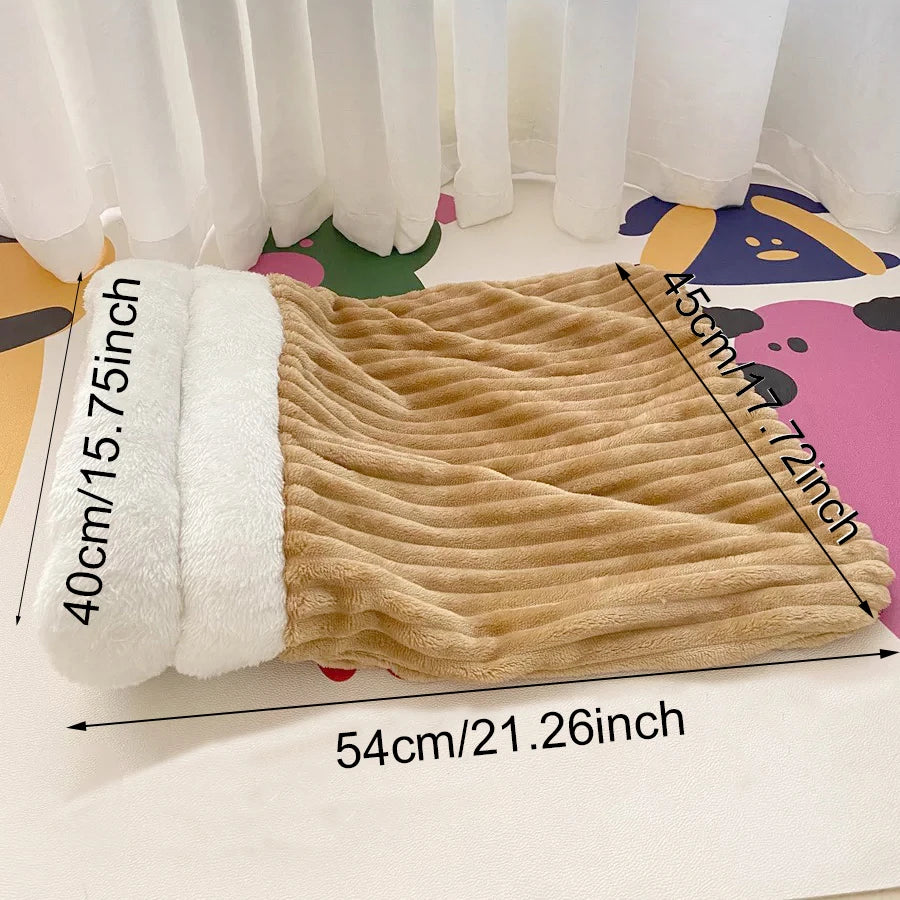 Cat Winter Sleeping Bag, Soft Plush Cat Sack, 360° Wrap Cat Cave Bed,  Uncharged, Washable Nest Bed for Indoor Cats & Small Dogs