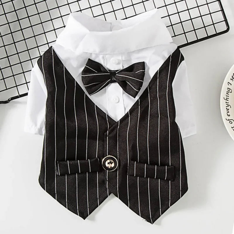 Gentleman Dog Tuxedo with Bow-tie - Spring/Summer Formal Outfit for Birthday & Wedding Parties