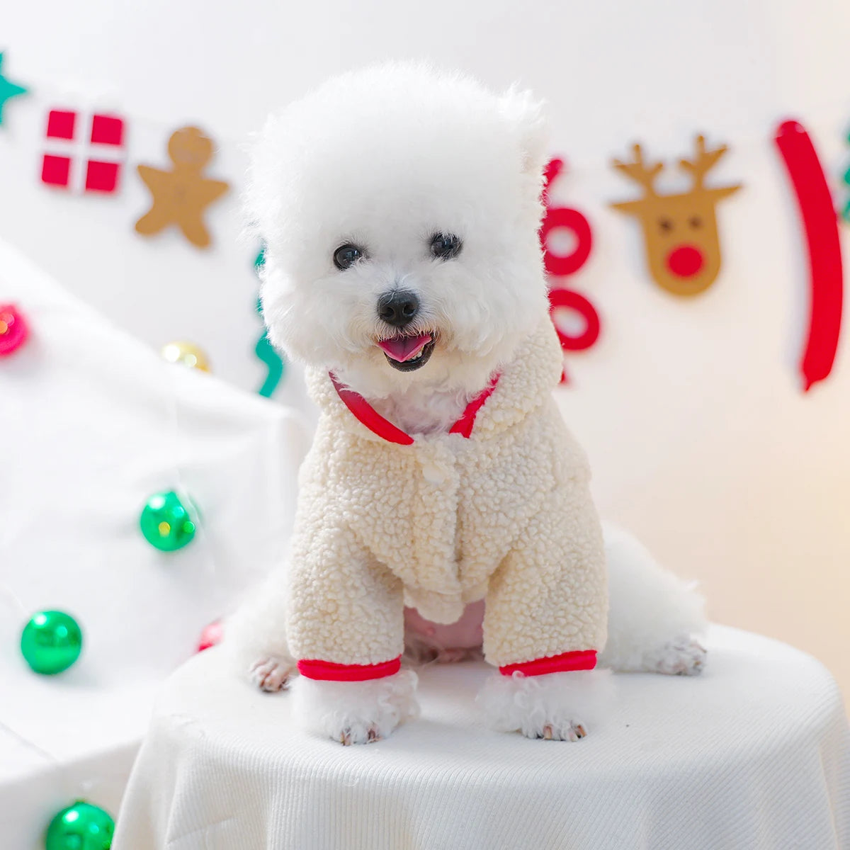 Autumn and Winter First Christmas Sweater Pet Cat Dog Clothes Autumn and Winter Thickened Thermal Hoodie