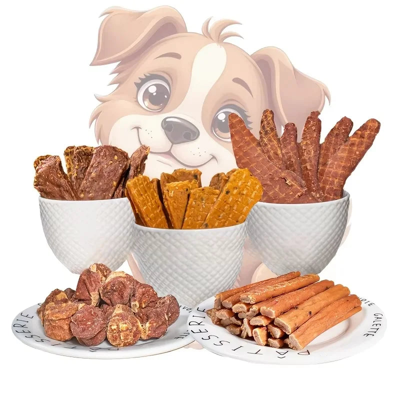 Dog Food Snacks Delicious Beef Jerky/Duck Jerky/Chicken Sweet Potato Sticks/Turkey Meatballs/Dried Salmon Pet Food for Dogs