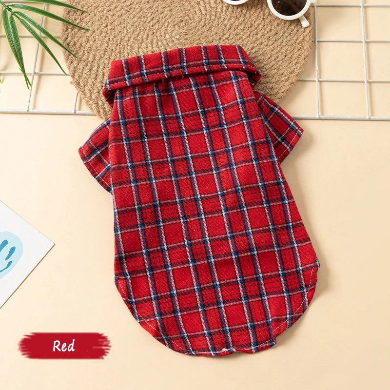 Plaid Pet Polo Shirt - Soft All-Season Holiday Outfit for Small Dogs & Cats