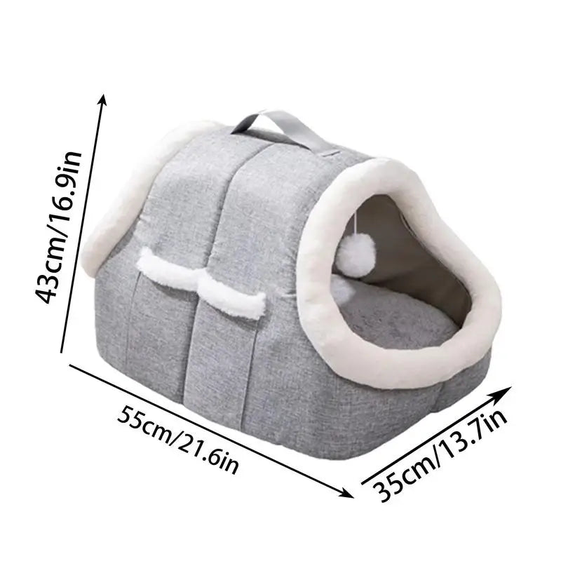 Cat Beds For Indoor Cats Detachable Covered Cat Bed Winter Cat House Warm Cave Nest Indoor Cat House With Side Pocket For Pet