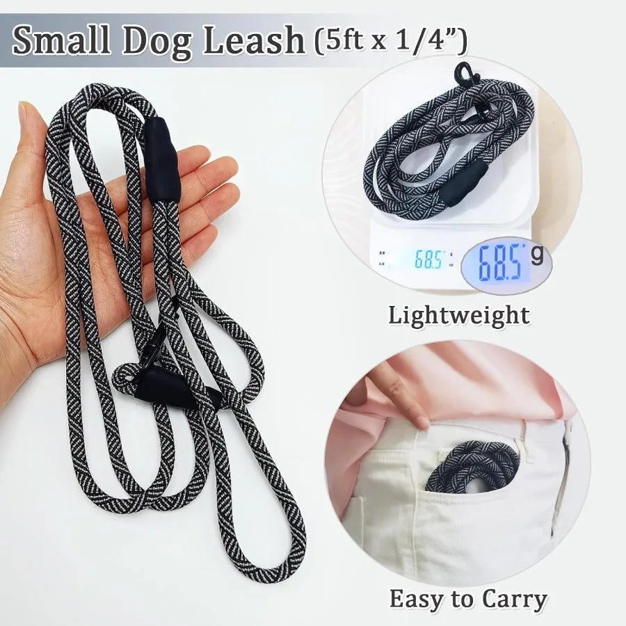 5 ft Puppy Leash for Small Dogs 1 4" Thin Rope Dog Leash with Easy to Use Hook Strong Lightweight for Chihuahua Yorkie Toy Bree