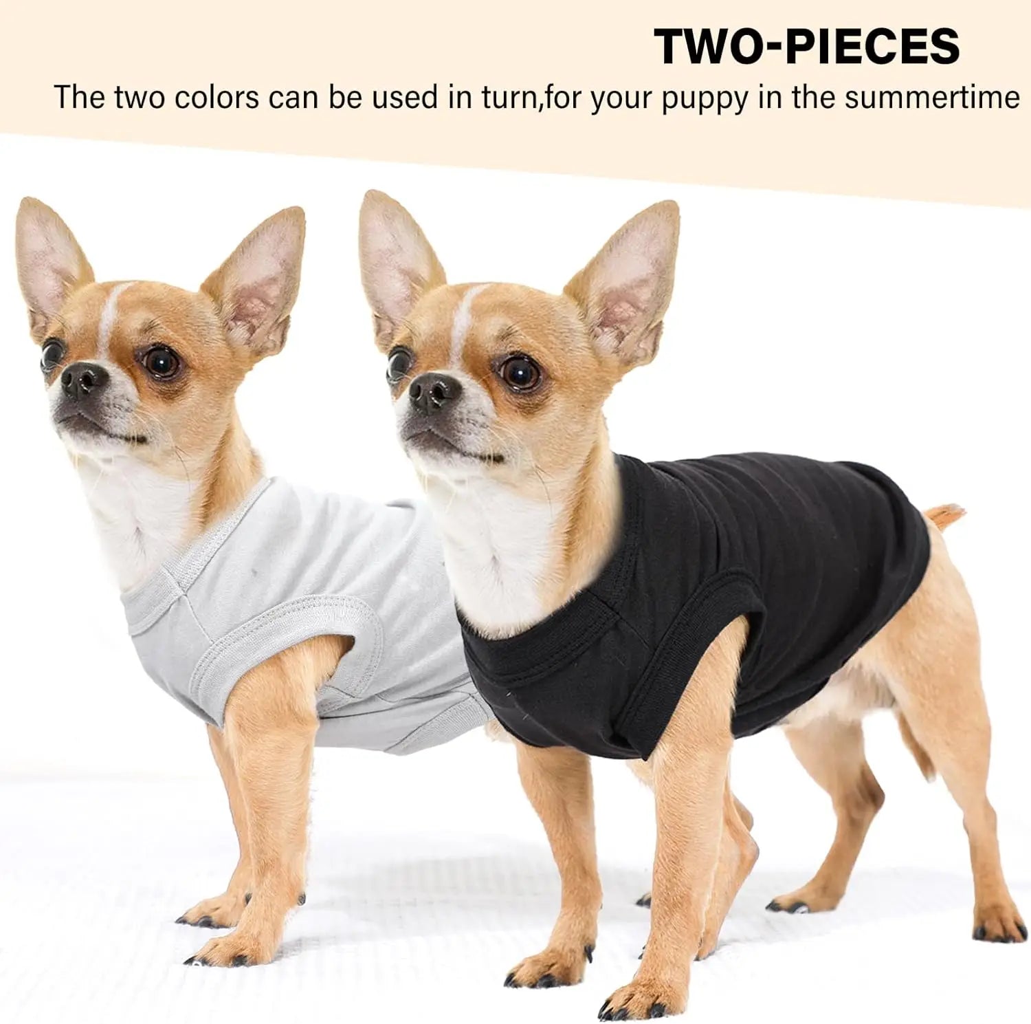 2-Pack Soft Dog Shirts – Solid Color Pet Clothes for Small Dogs & Cats, Spring & Summer Lightweight Outfits