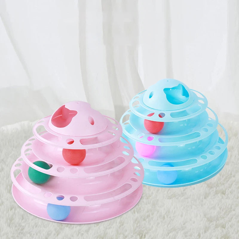 Interactive Cat Toy Tower with Rotating Balls 3-Level Smart Paw Track Toy for Cats, Fun Kitten Play Tower, Engaging Pet Supplies