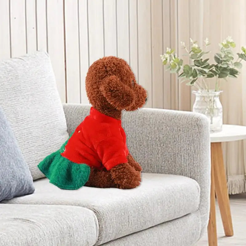 Christmas Pet Dress for Small Middle Dogs Christmas Tree Dress Xmas Clothes new years warm autumn winter Outfits pet supplies