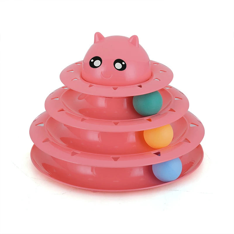 Interactive Cat Toy Tower with Rotating Balls 3-Level Smart Paw Track Toy for Cats, Fun Kitten Play Tower, Engaging Pet Supplies