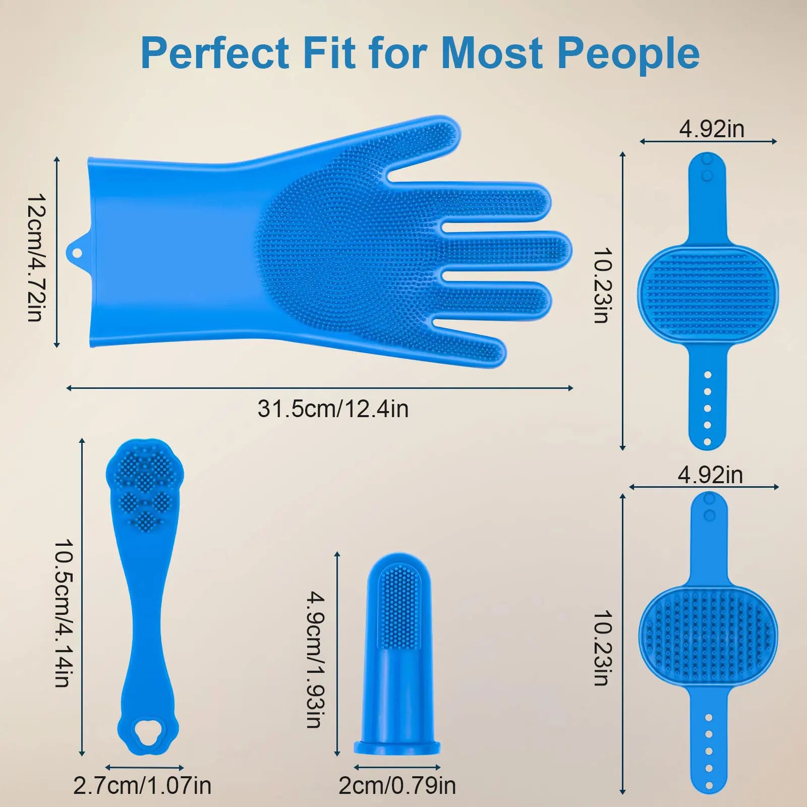 6PCS Pet Grooming Kit Silicone Dog Bath Brush Dog Toothbrush Finger Pet Grooming Gloves for Dog Cat Bathing Massaging & Grooming