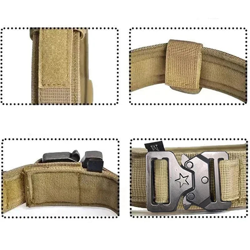 Pet Products Outdoor Tactical Dog Buckle Breathability Nylon Collar Traction Rope Adjustable Military Pets Collars