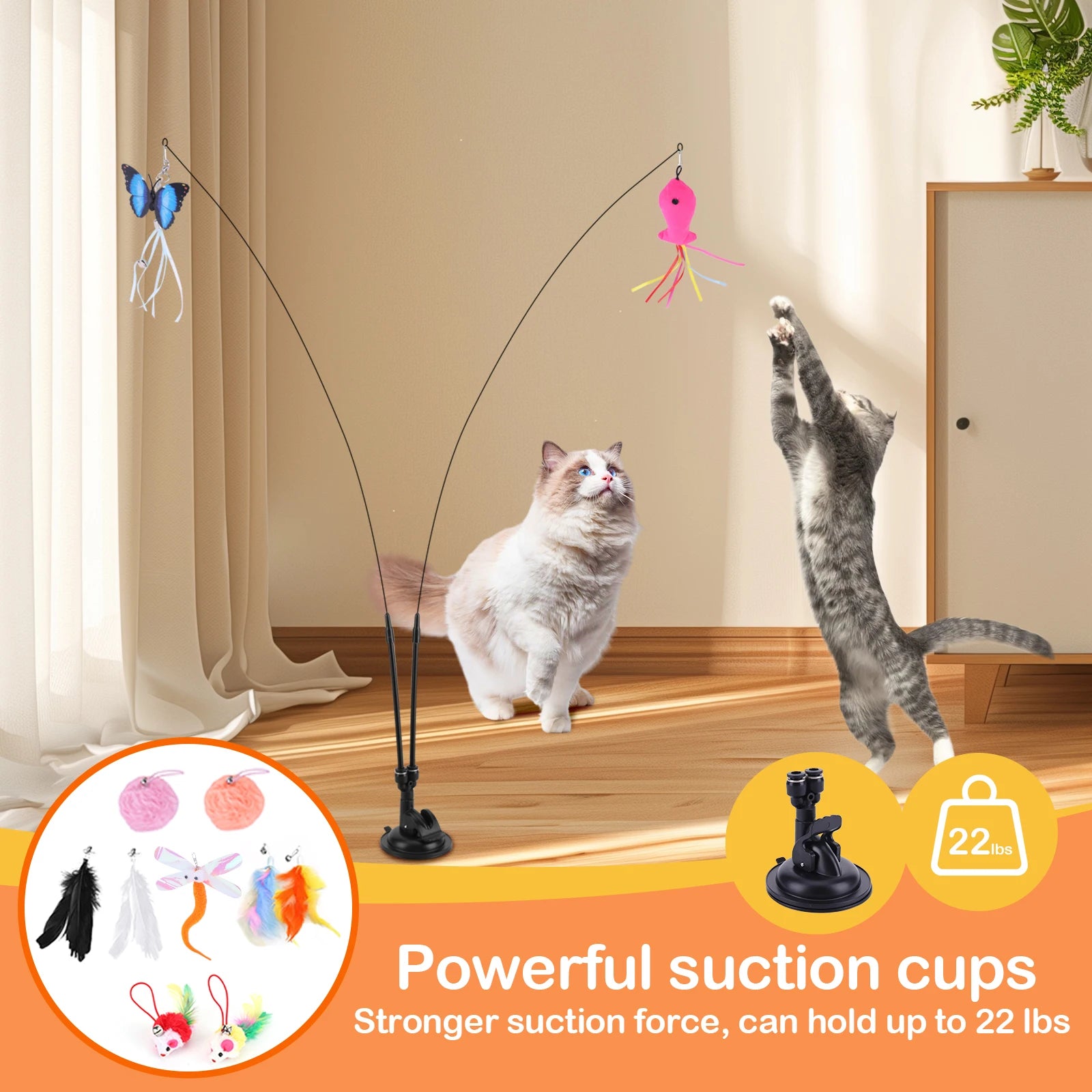 Pet Kitten Toys Variety Cat Toy Combination Set Cat Toy Detachable Teaser Stick Set Interactive Cat Toy for Cat Accessories