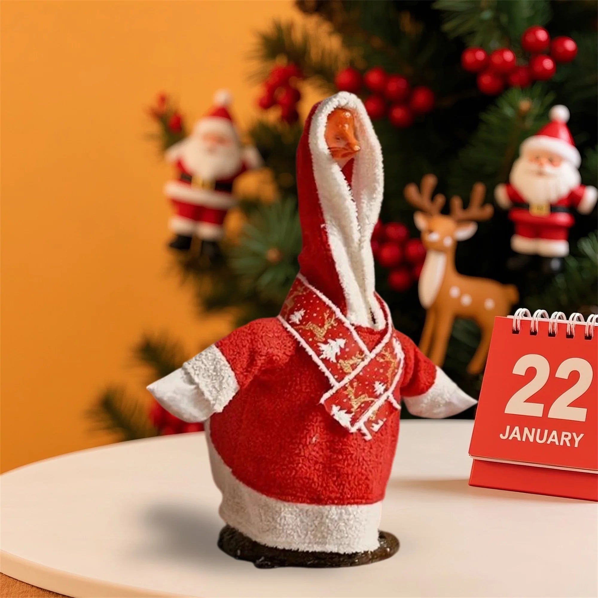 Festive Christmas Goose Costume with Hood and Scarf for Outdoor Lawn Decor Holiday Patio Goose Outfit Display