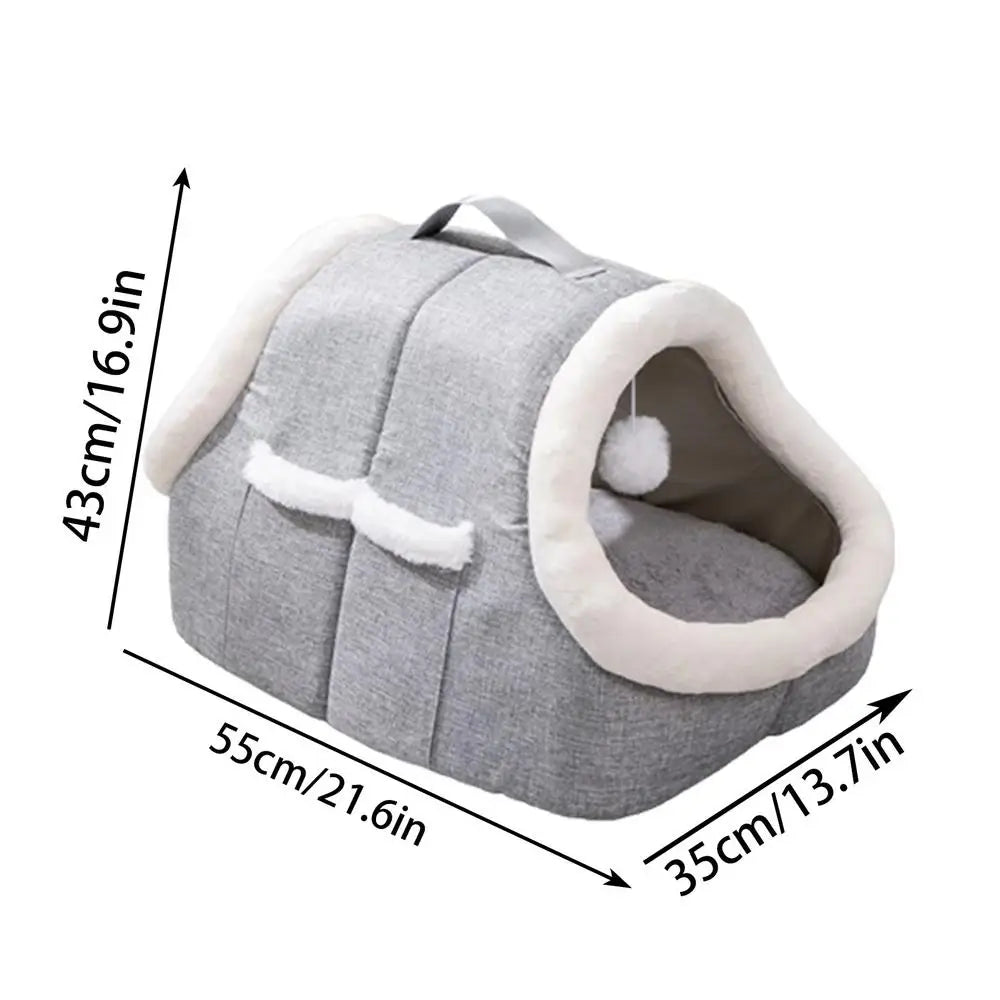 Cat Beds For Indoor Cats Detachable Covered Cat Bed Winter Cat House Warm Cave Nest Indoor Cat House With Side Pocket For Pet