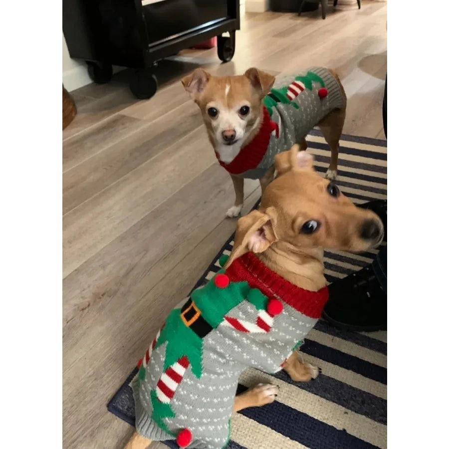 Cat Christmas Sweater Small Pet Dog Xmas Santa Claus Knitwear Warm Clothes Clown XSmall