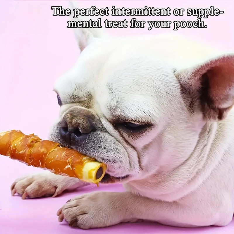 150g/5.29oz  Chicken Wrapped Cowhide Chocolate Stick, Meat Dog Snacks, Made From Chicken Meat And Beef Skin, Beef Stuffing