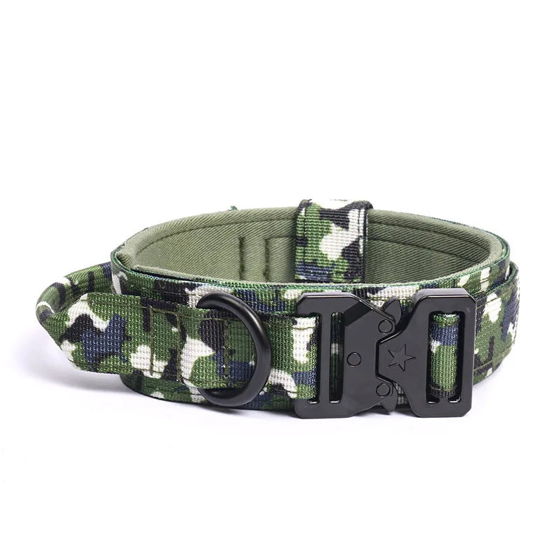Pet Products Outdoor Tactical Dog Buckle Breathability Nylon Collar Traction Rope Adjustable Military Pets Collars