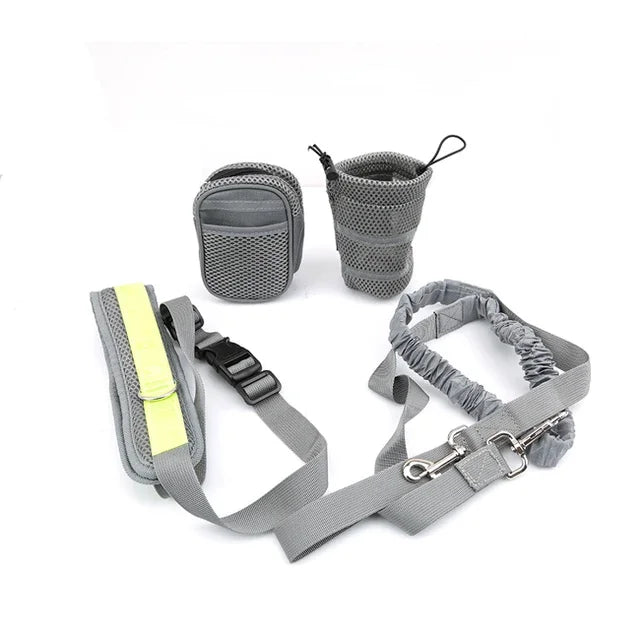 Pet Dog Cat Running Jogging Padded Waist Belt Reflective Strip Elastic Leash Perfect Walking Training Dog Leash Set Hands Free