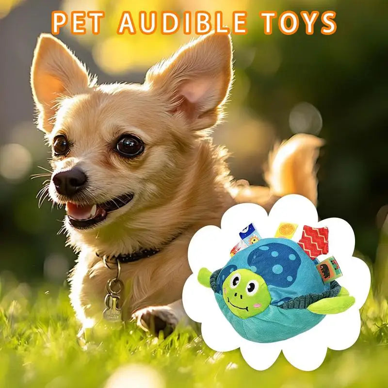 Plush Squeaky Dog Toys Tough Squeaky Teeth Toys For Pet Puppy Cute Turtle Ball Shape Design Interactive Stuffed Pet Dog Chew