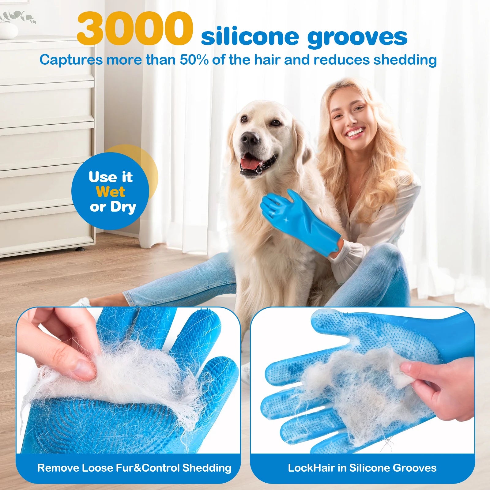 6PCS Pet Grooming Kit Silicone Dog Bath Brush Dog Toothbrush Finger Pet Grooming Gloves for Dog Cat Bathing Massaging & Grooming