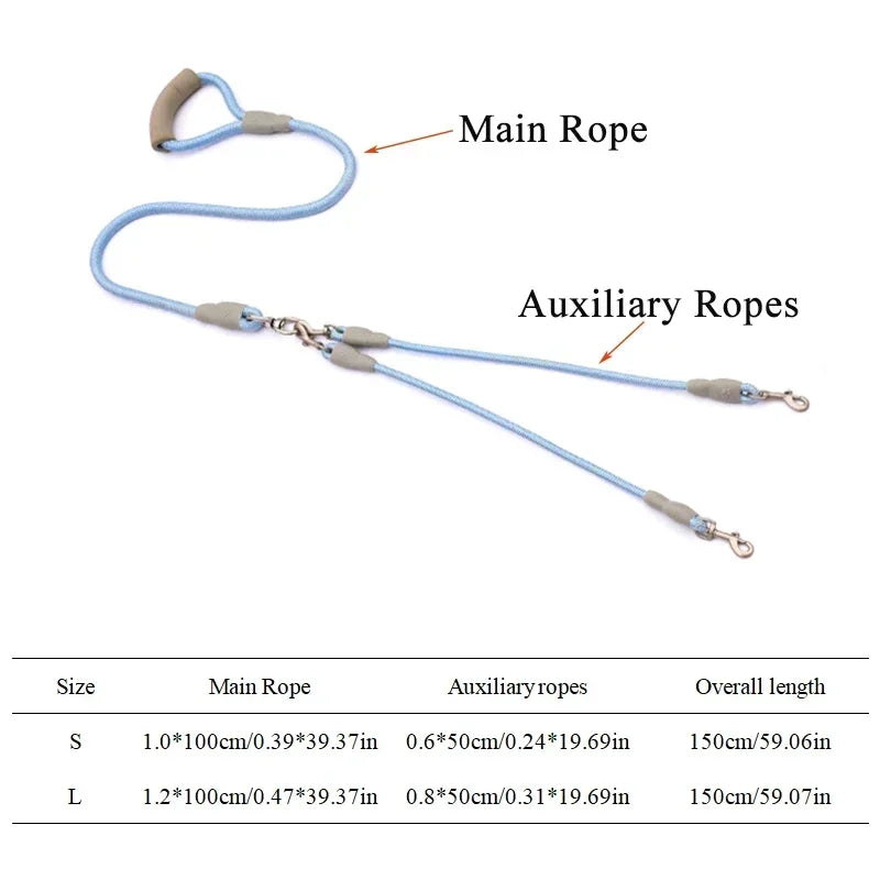 150cm/59.06in Strong Dog Leash Pet Dual Dog Leash Soft Handle Puppy Leash for Small Medium Large Dogs Dog Accessories