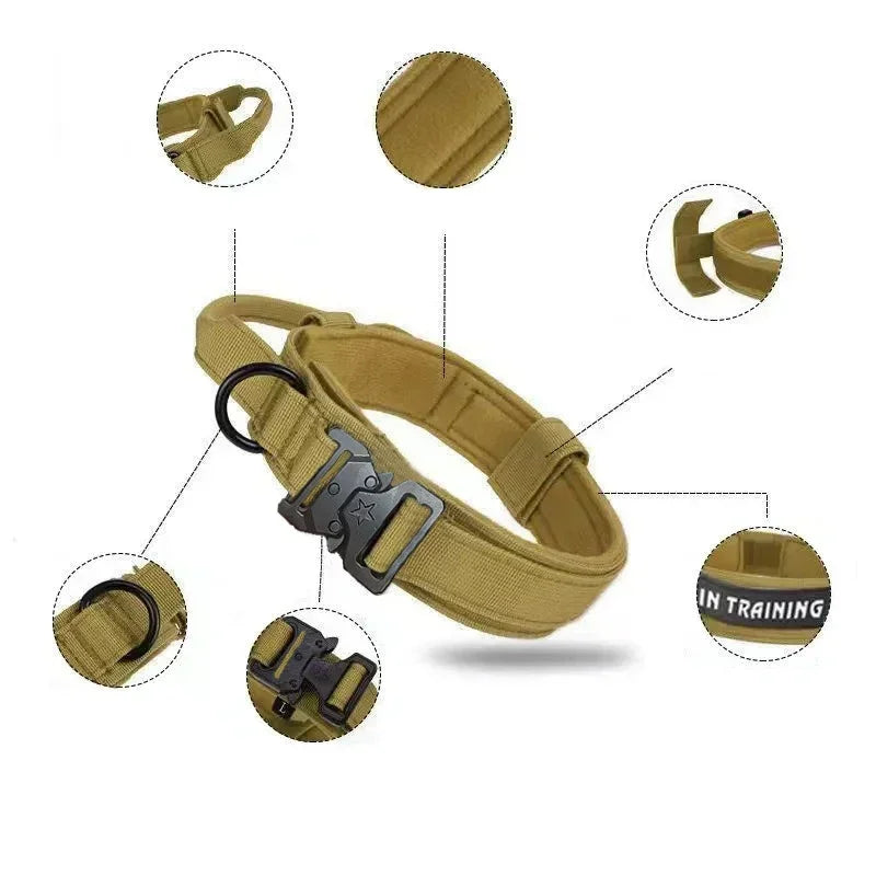 Pet Products Outdoor Tactical Dog Buckle Breathability Nylon Collar Traction Rope Adjustable Military Pets Collars