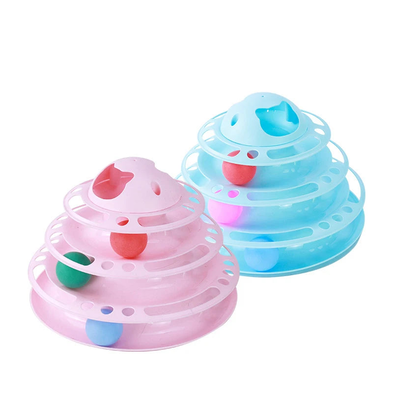 Interactive Cat Toy Tower with Rotating Balls 3-Level Smart Paw Track Toy for Cats, Fun Kitten Play Tower, Engaging Pet Supplies