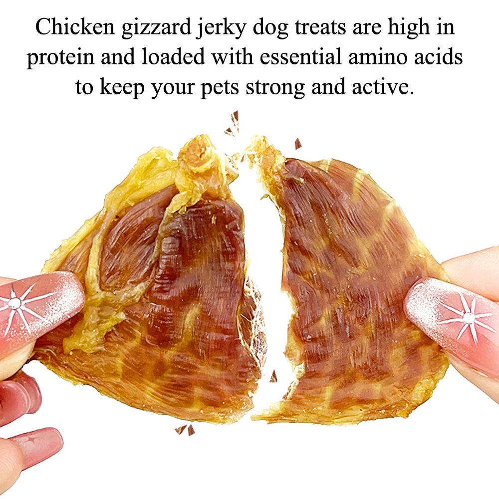 Grain-Free Chicken Gizzard Jerky For Dogs - All Natural Dog Treats for Small, Medium, & Large Dog - Made with Chicken Gizzard
